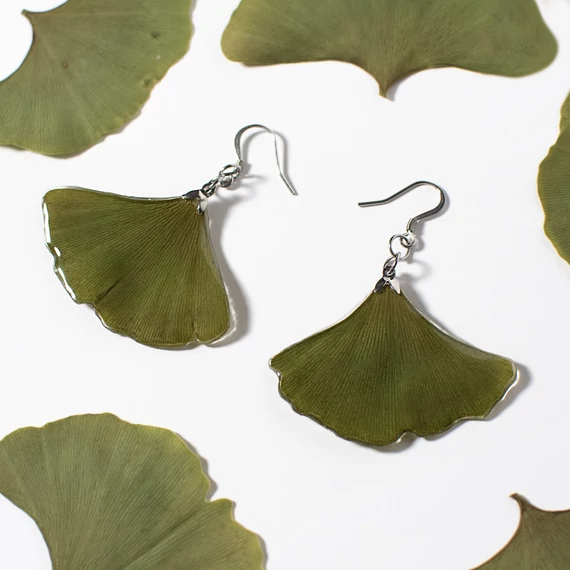 Ginkgo biloba fülbevaló (ezüst)